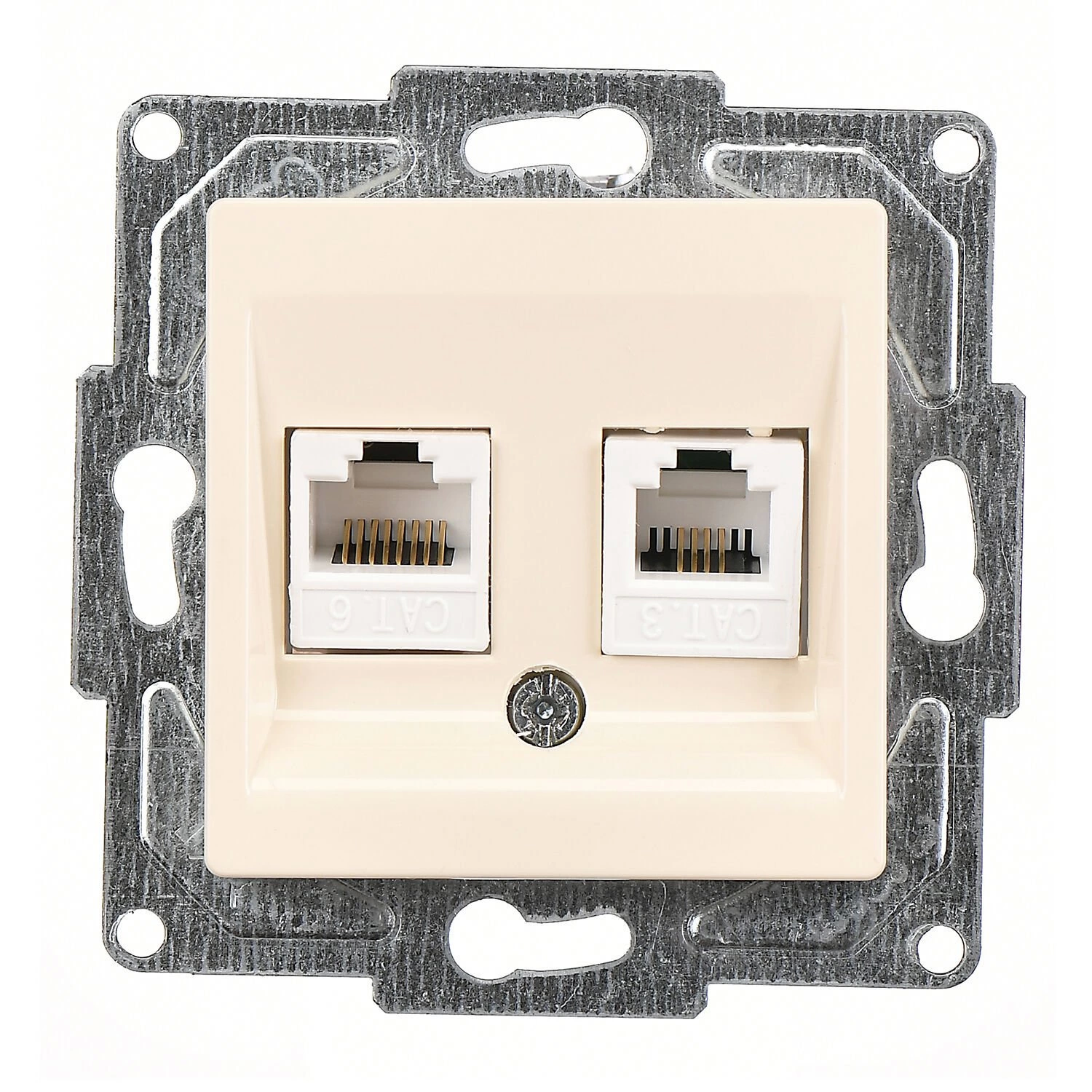 Günsan Eqona Krem Vidalı Data & Nümeris Telefon Prizi (RJ45 Cat6 + Cat3)