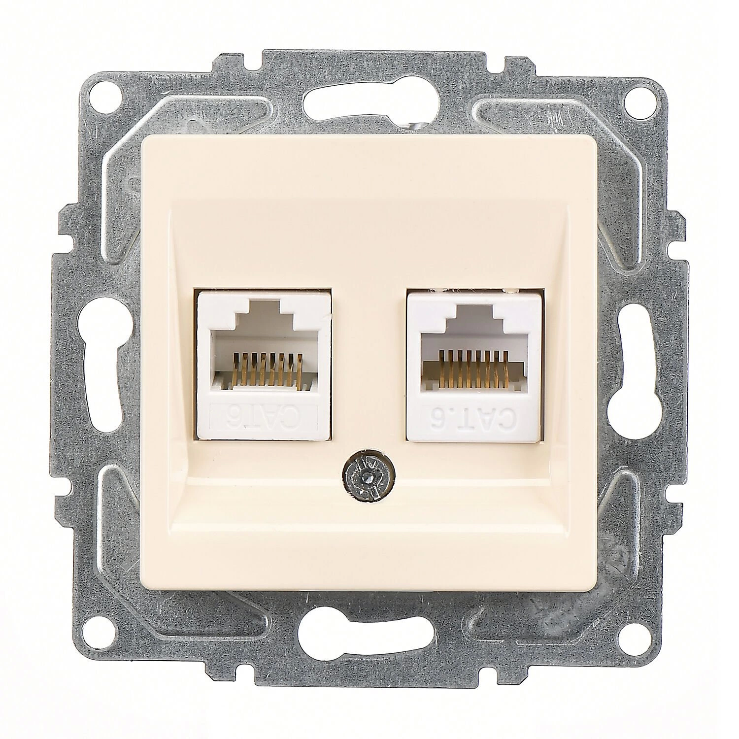 Günsan Eqona Krem Vidalı İkili Data Prizi (2 x RJ45 Cat6)