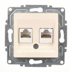 Günsan Eqona Krem Vidalı İkili Data Prizi (2 x RJ45 Cat6)