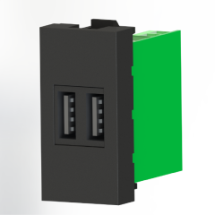 Nead 45x22,5 Çiftli USB Şarj Adaptörü (A/A) Siyah