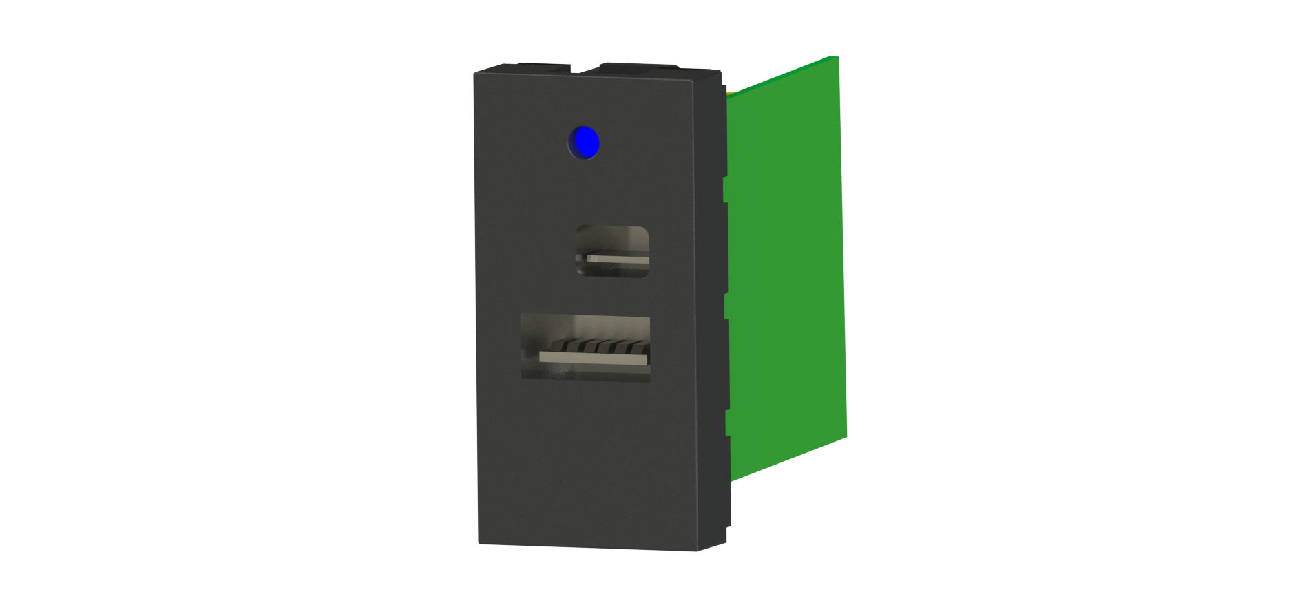 Nead 45x22,5 Çiftli USB Şarj Adaptörü (A/C) Siyah