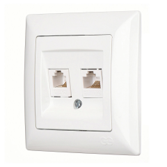 Günsan Visage Beyaz Data + Nümeris Telefon Prizi (RJ45 Cat5E + Cat3)