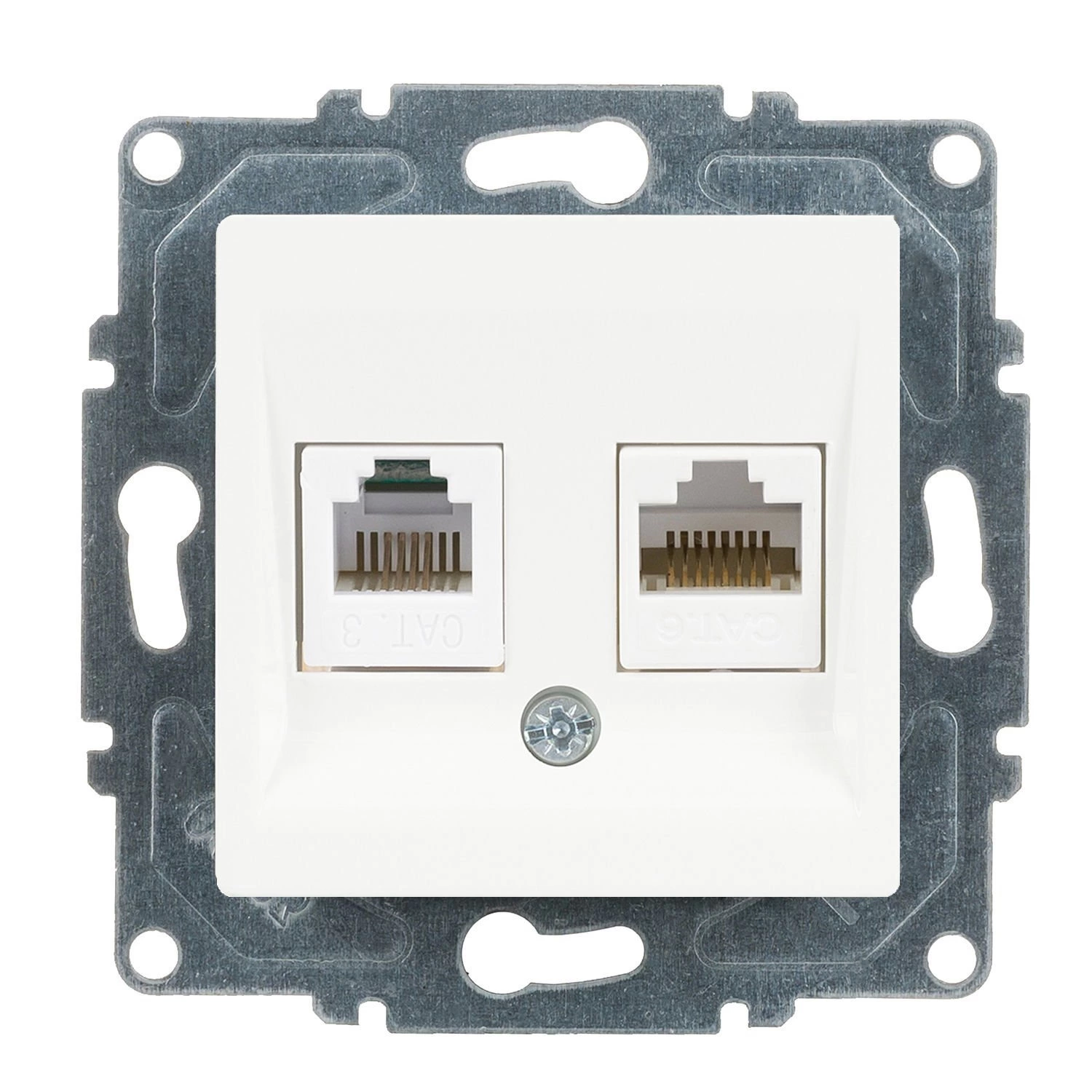 Günsan Eqona Beyaz Vidalı Data & Nümeris Telefon Prizi (RJ45 Cat6 + Cat3)