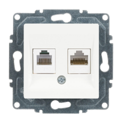 Günsan Eqona Beyaz Vidalı Data & Nümeris Telefon Prizi (RJ45 Cat6 + Cat3)