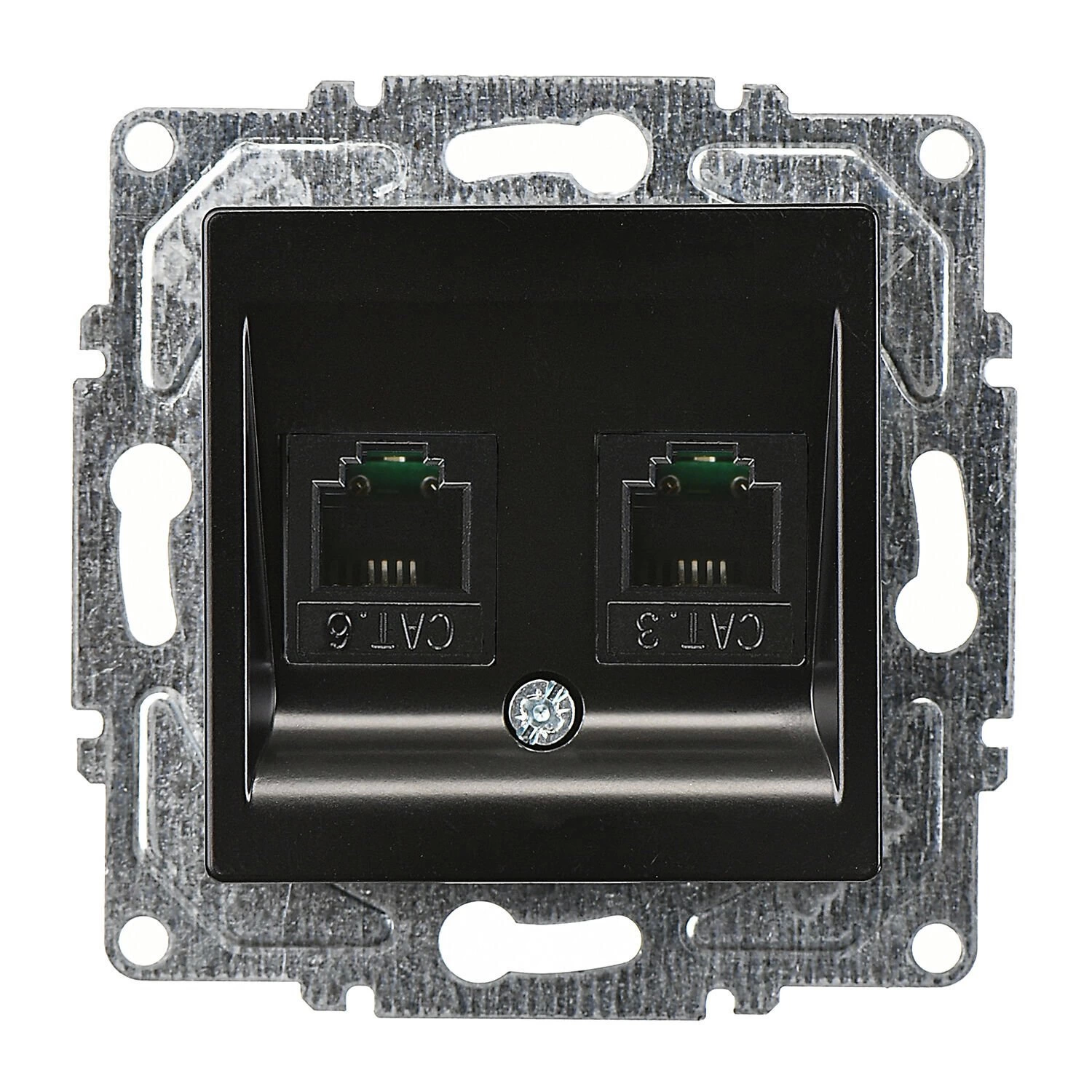 Günsan Eqona Metalik Siyah Vidalı İkili Data Prizi (2 x RJ45 Cat6)
