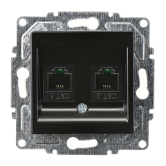 Günsan Eqona Metalik Siyah Vidalı İkili Data Prizi (2 x RJ45 Cat6)