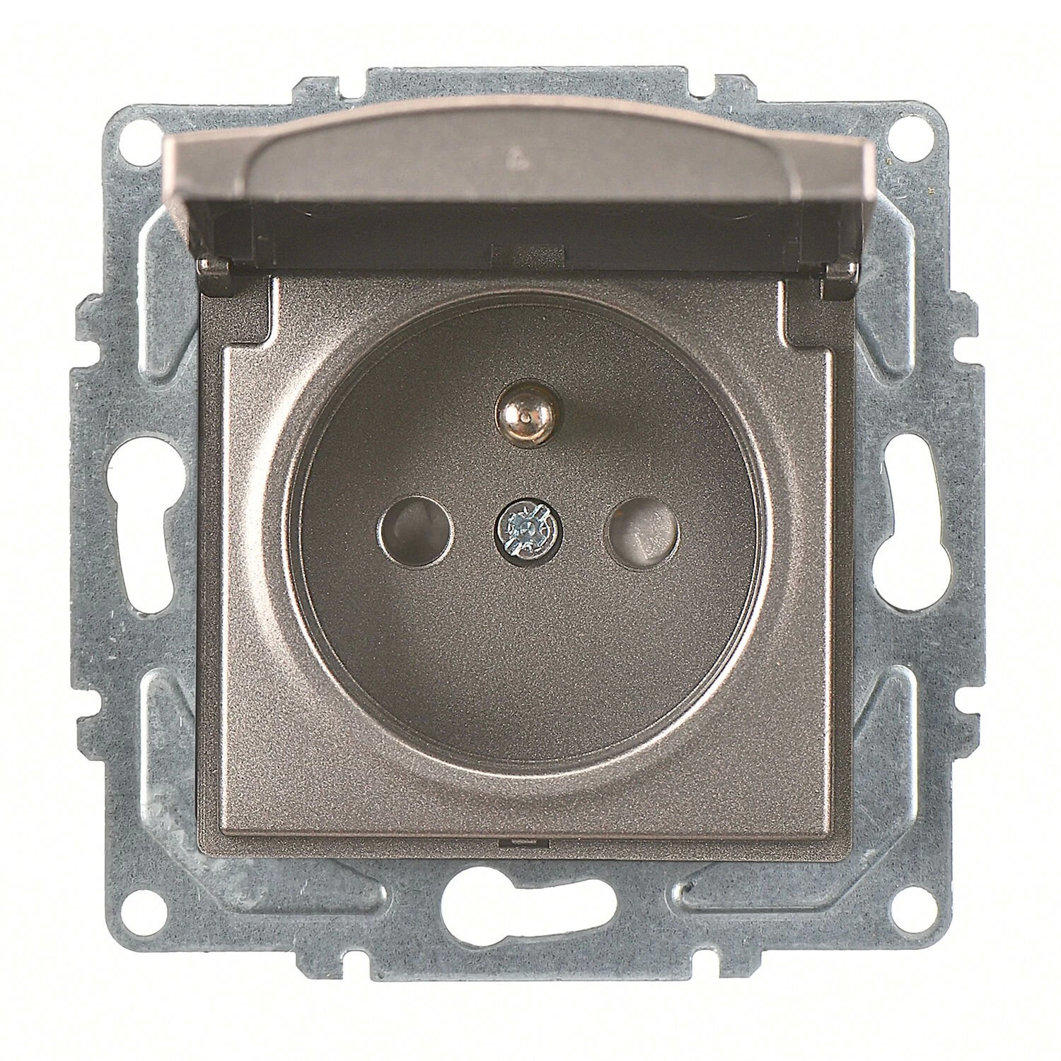 Günsan Visage Mocha Çocuk Korumalı Kapaklı UPS Priz - Vidalı