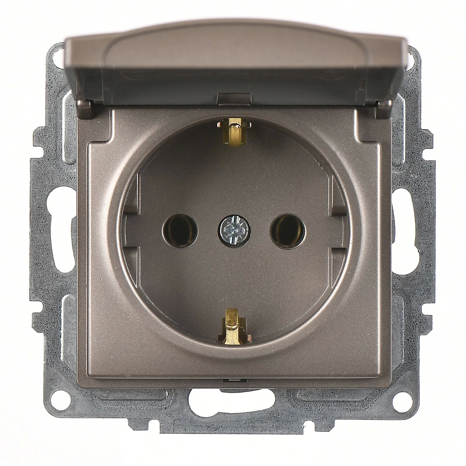 Günsan Visage Mocha Kapaklı Topraklı Priz- 16A 250V - Vidalı