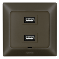 Nead Aras Metalik Mocha İkili USB Şarj Prizi Type-A + Type-A